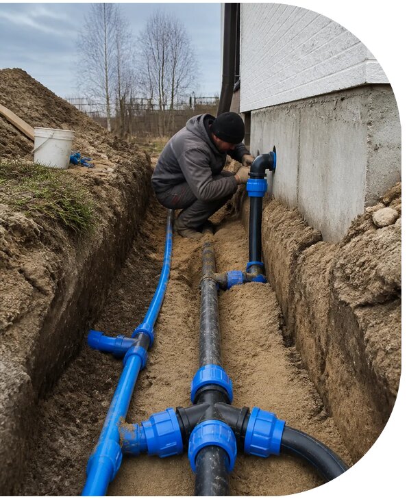 Монтаж наружного водопровода на участке под ключ в Ирбите
